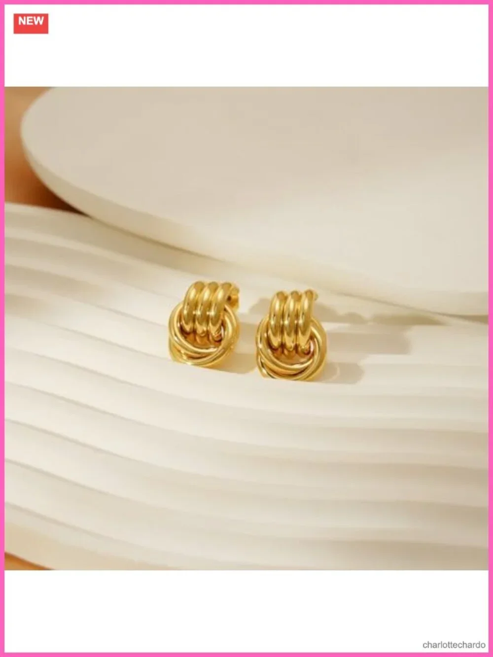 Small Chunky Knot Earrings 14K Gold Plated Dangle Drop Hypoallergenic